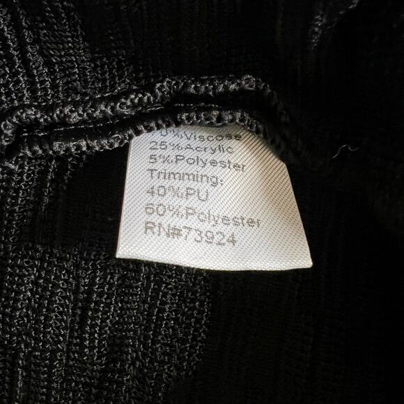 NEW Ming Wang | Black Knit Faux Leather Trim Stud Long Sleeve Cardigan Jacket XS - Picture 11 of 11